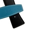 Cuir de ceinture HERMES T80 réversible box noir et togo bleu