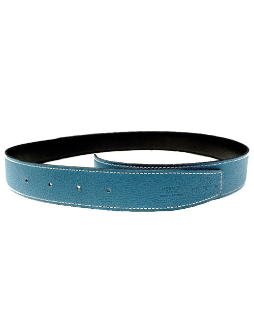 Ceinture tT 80 HERMES reversible box noir et togo bleu