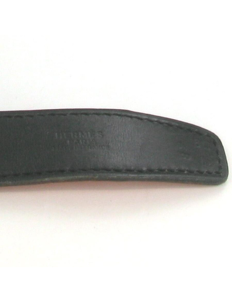 Ceinture HERMES Chaîne d'ancre cuir noir/orange T 80