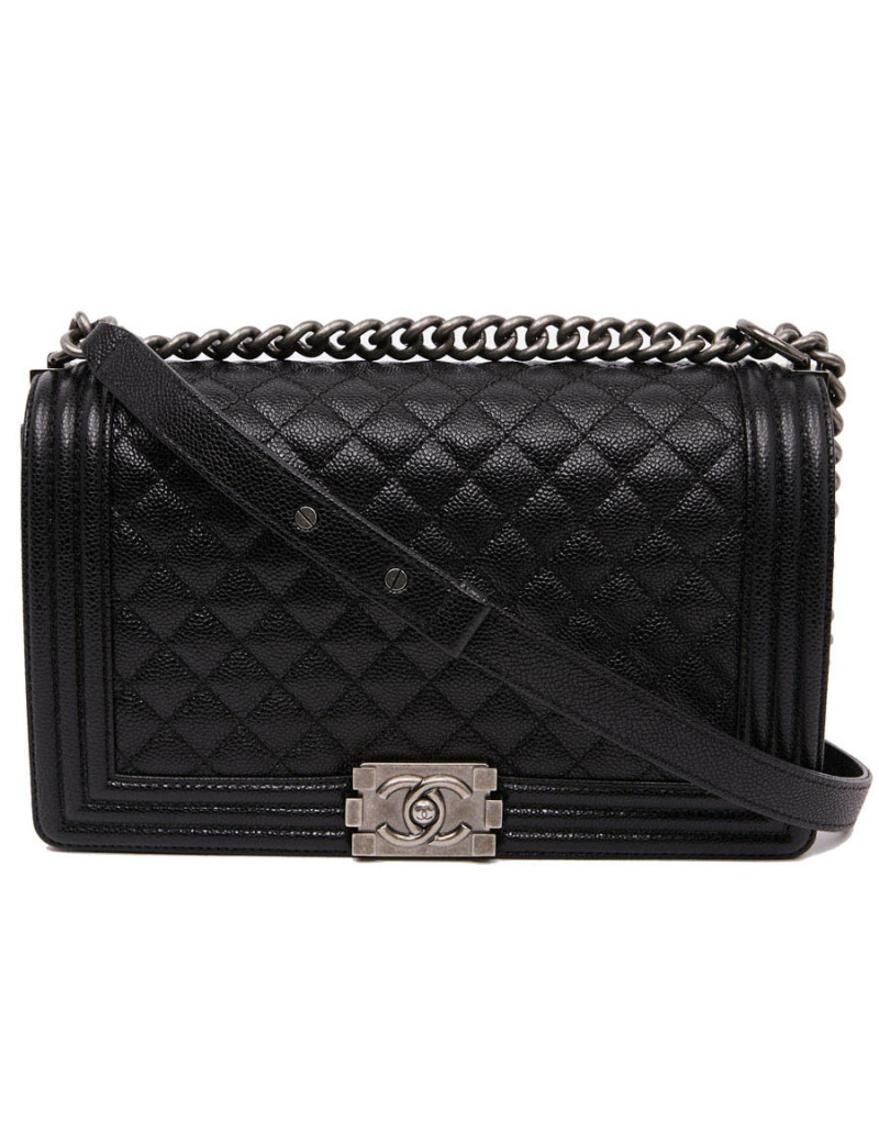 Boy GM CHANEL cuir grainé noir