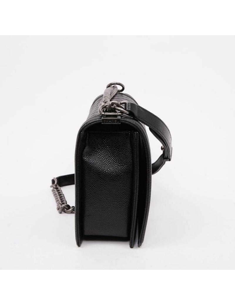 Boy GM CHANEL cuir grainé noir