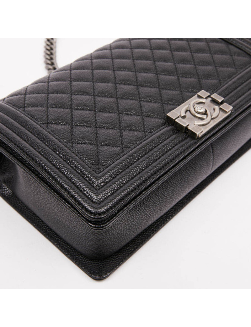 Boy GM CHANEL cuir grainé noir