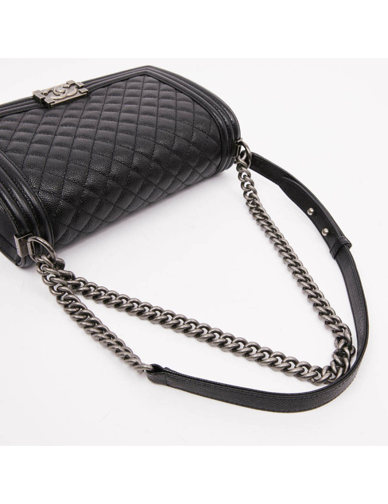 Boy GM CHANEL cuir grainé noir