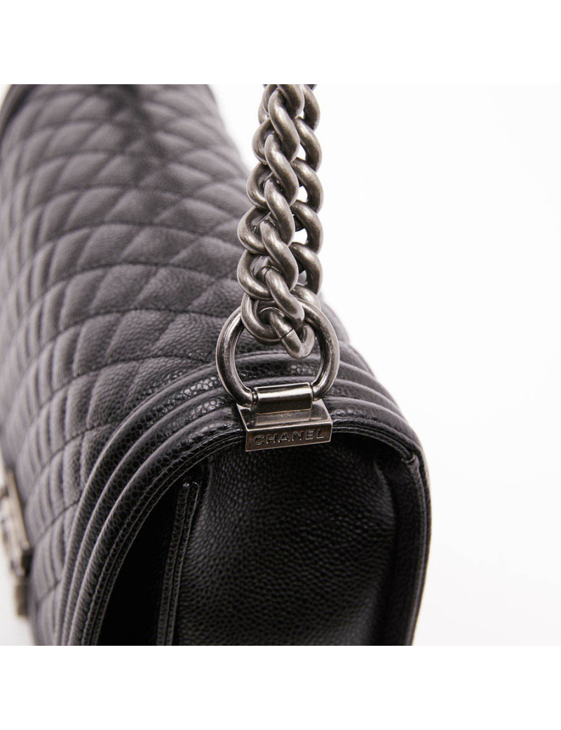 Boy GM CHANEL cuir grainé noir