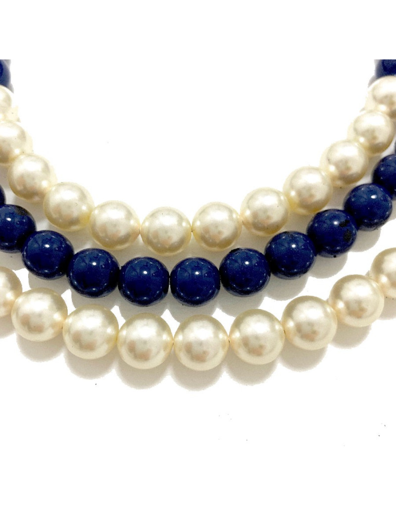 Sautoir CHANEL perles bleues triple rangs