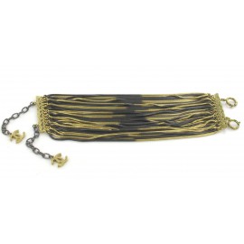 CHANEL Cuff Bracelet chains gold / silver black