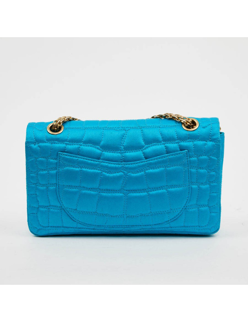Sac 2.55 tissu façon croco CHANEL bleu