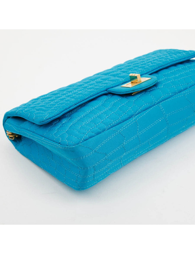Sac 2.55 tissu façon croco CHANEL bleu