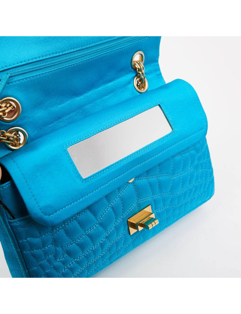 Sac 2.55 tissu façon croco CHANEL bleu