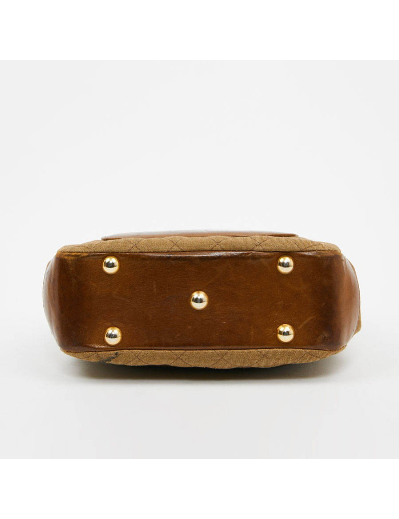 Sac CHANEL toile et cuir beige Vintage