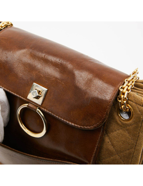 Sac CHANEL toile et cuir beige Vintage