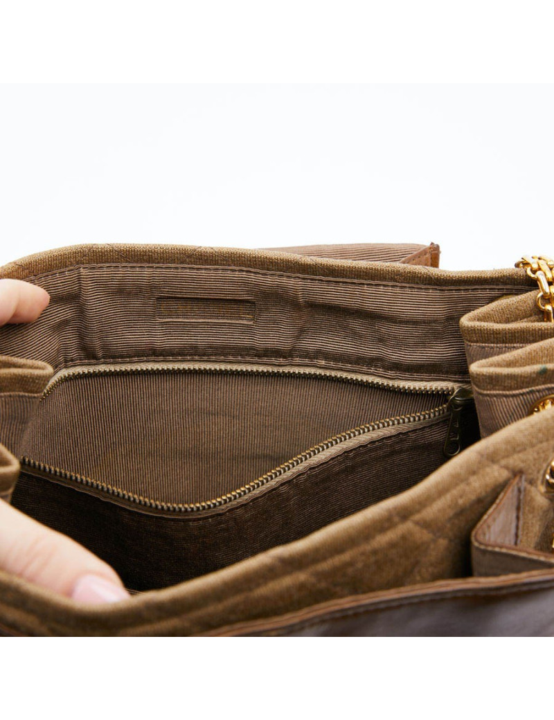 Sac CHANEL toile et cuir beige Vintage