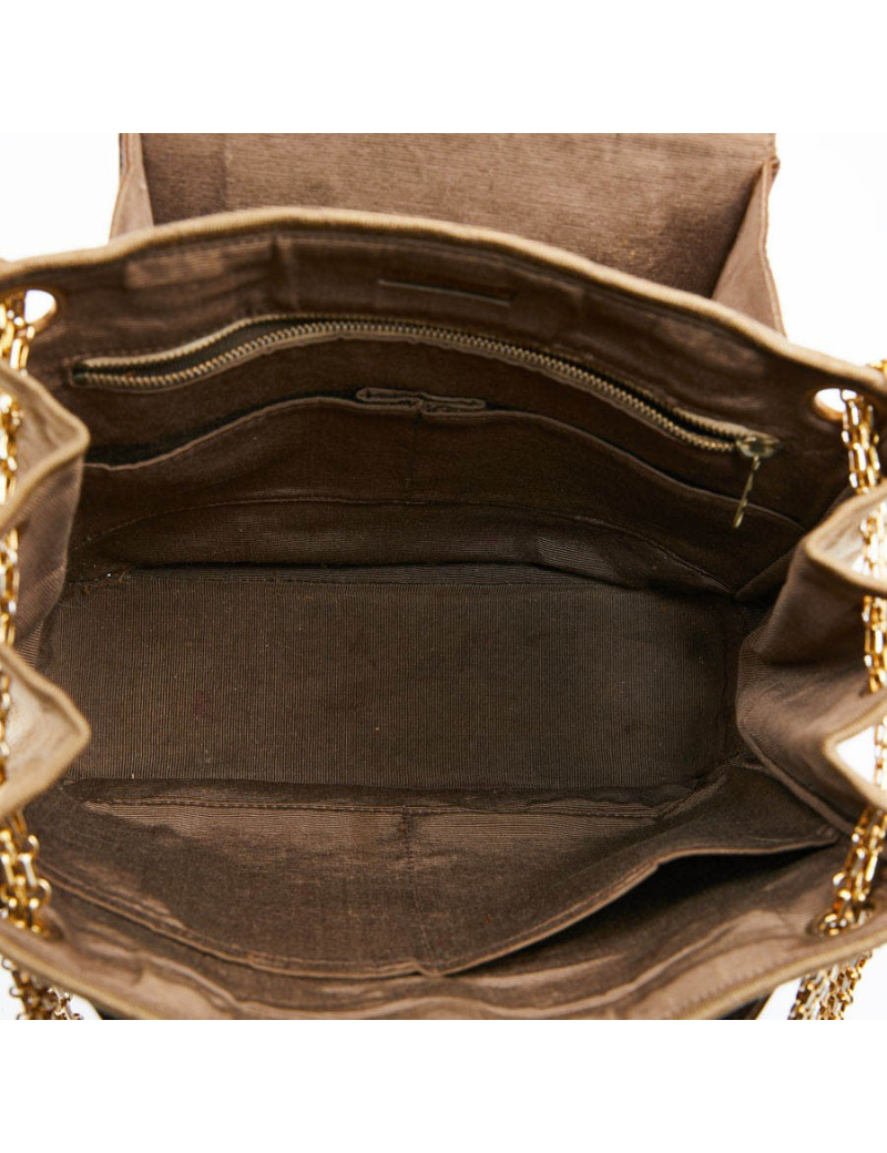 Sac CHANEL toile et cuir beige Vintage