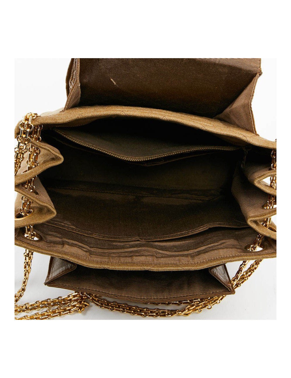 Sac CHANEL toile et cuir beige Vintage