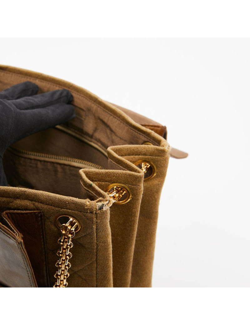 Sac CHANEL toile et cuir beige Vintage