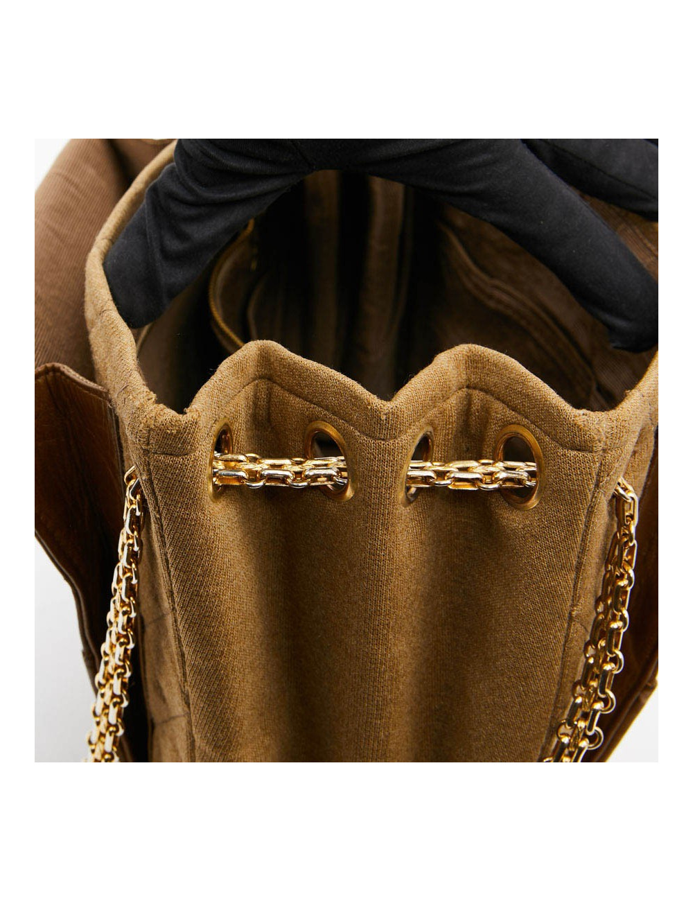 Sac CHANEL toile et cuir beige Vintage