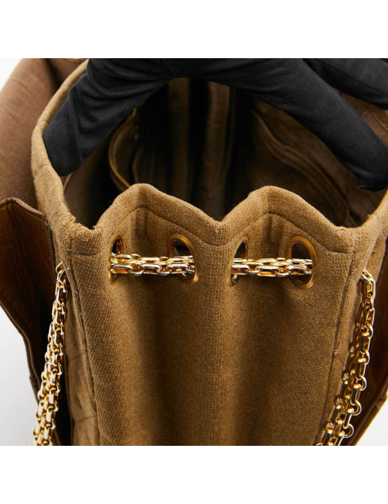 Sac CHANEL toile et cuir beige Vintage