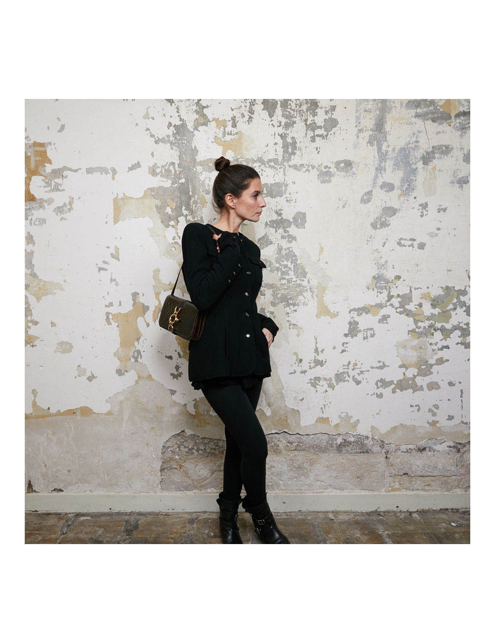 Sac façon croco marron double compartiments