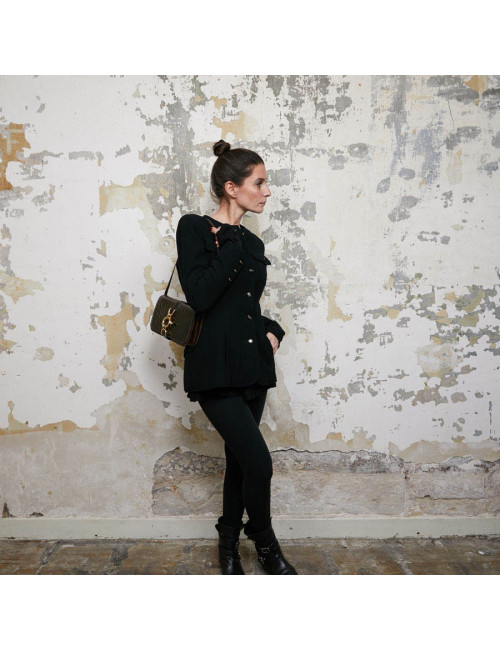 Sac façon croco marron double compartiments