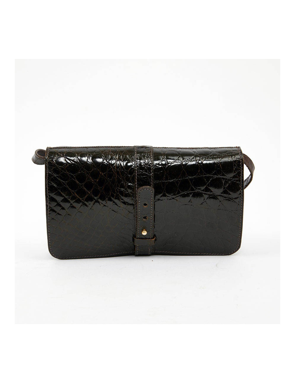 Sac façon croco marron double compartiments