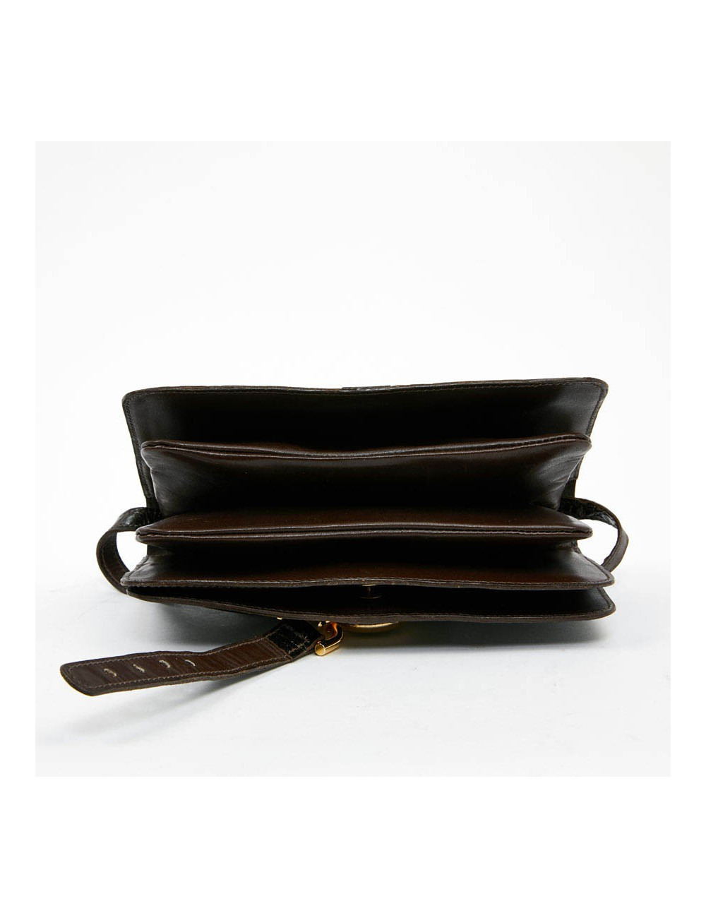 Sac façon croco marron double compartiments