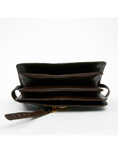 Sac façon croco marron double compartiments