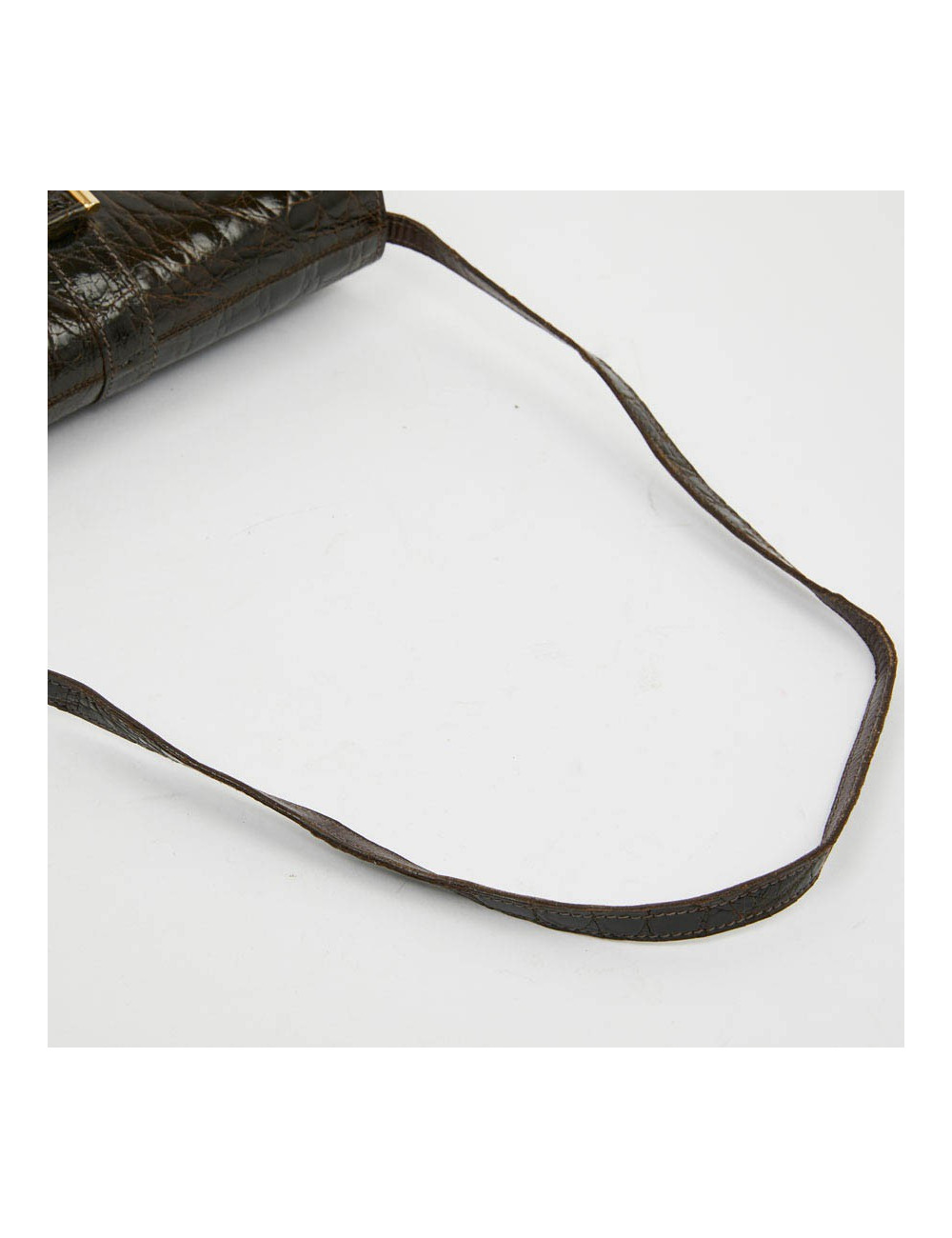 Sac façon croco marron double compartiments