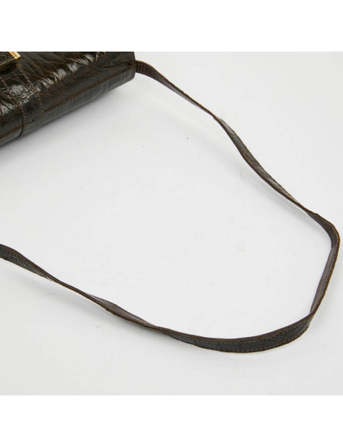 Sac façon croco marron double compartiments