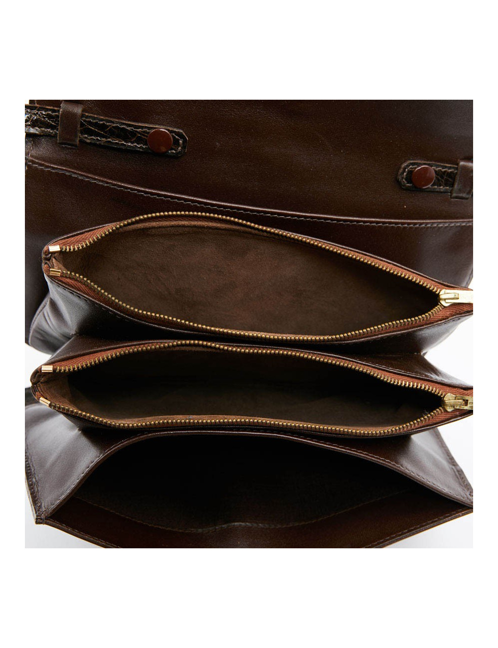 Sac façon croco marron double compartiments