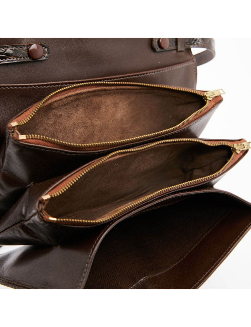 Sac façon croco marron double compartiments