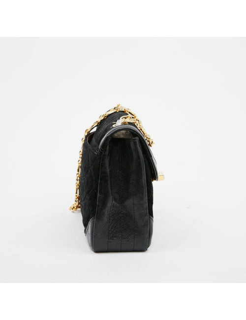 Sac CHANEL Vintage en daim et cuir noir