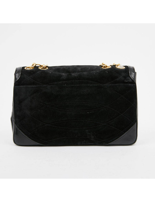 Sac CHANEL Vintage en daim et cuir noir