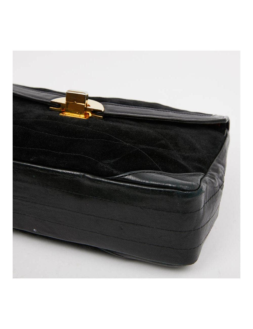 Sac CHANEL Vintage en daim et cuir noir