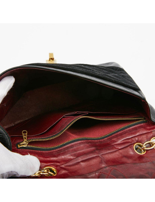 Sac CHANEL Vintage en daim et cuir noir