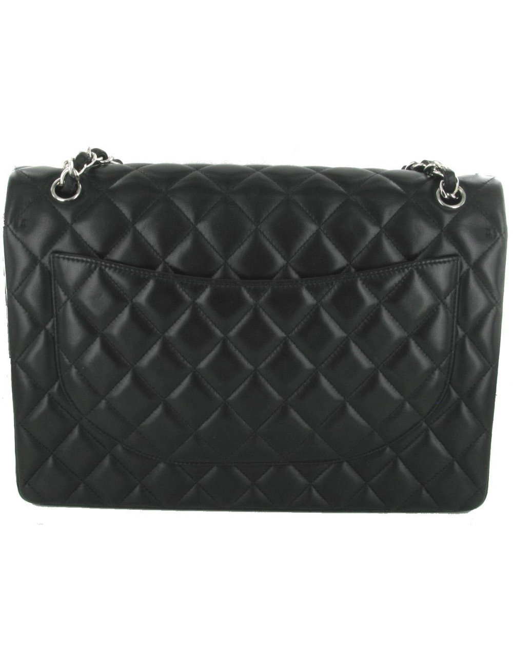 Maxi Jumbo CHANEL cuir lisse matelassé noir