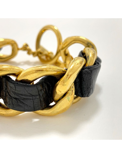 CHANEL chain and leather bracelet