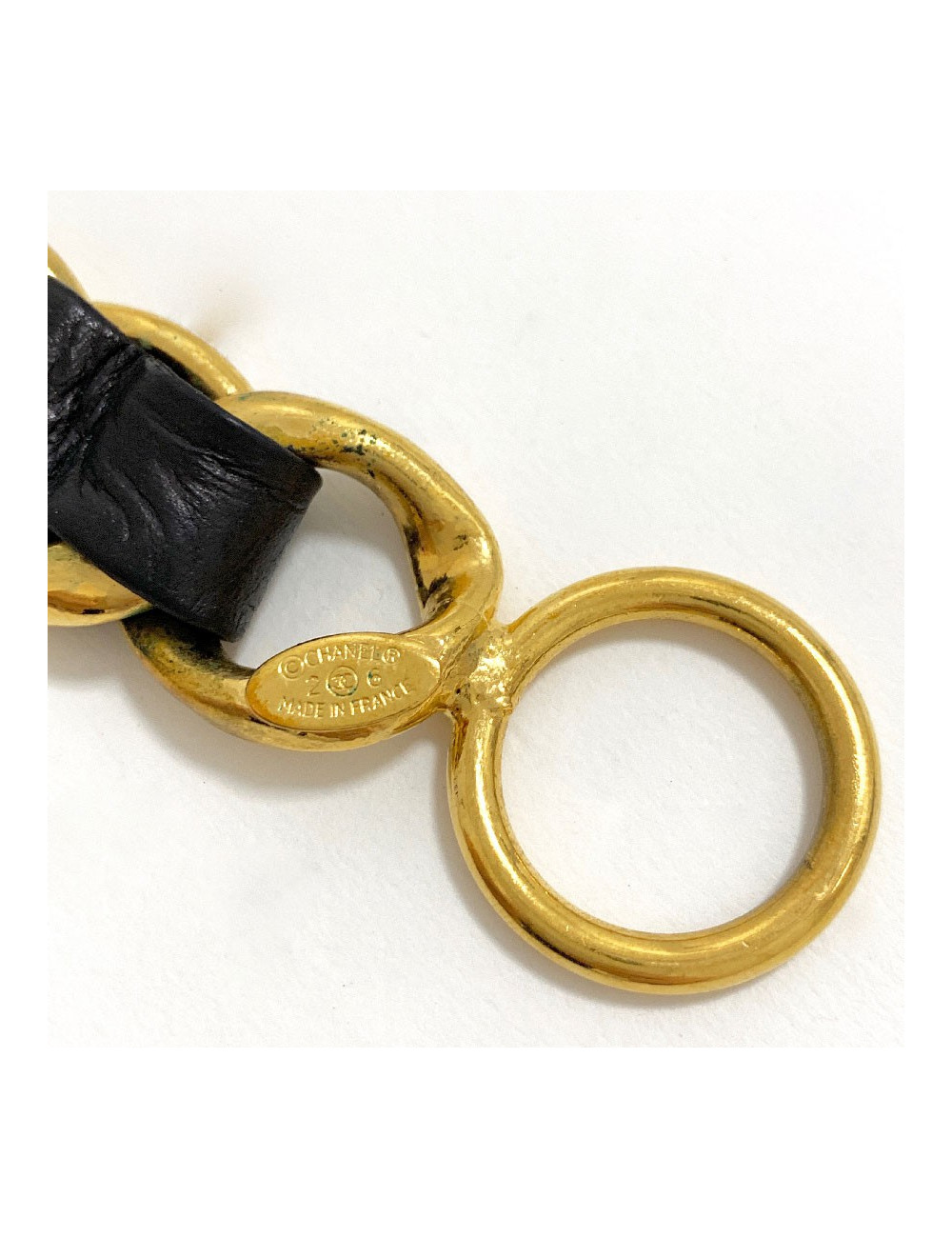 CHANEL chain and leather bracelet