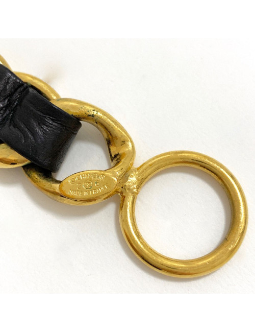 CHANEL chain and leather bracelet