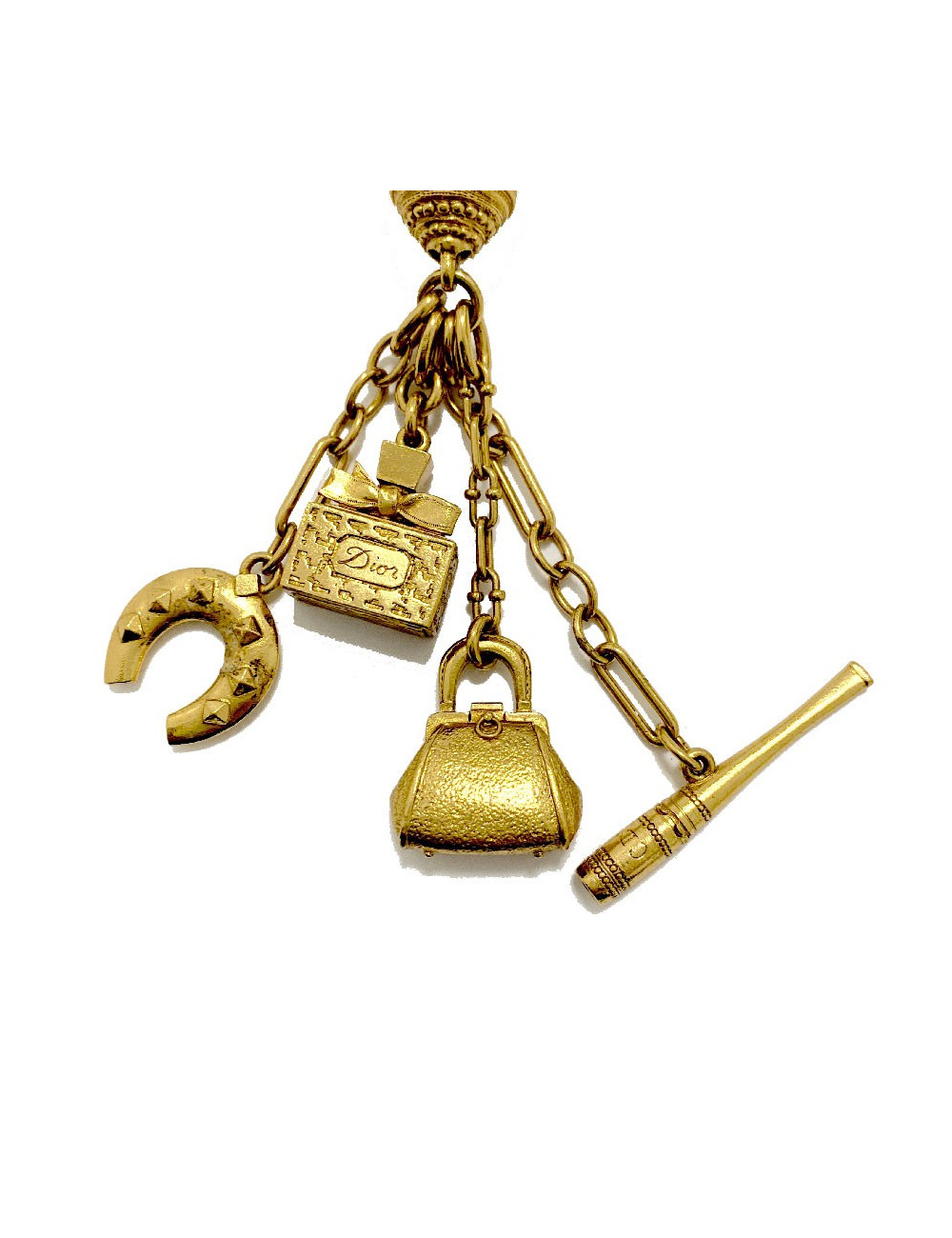 Sautoir CHRISTIAN DIOR multi chaines et breloques dorées