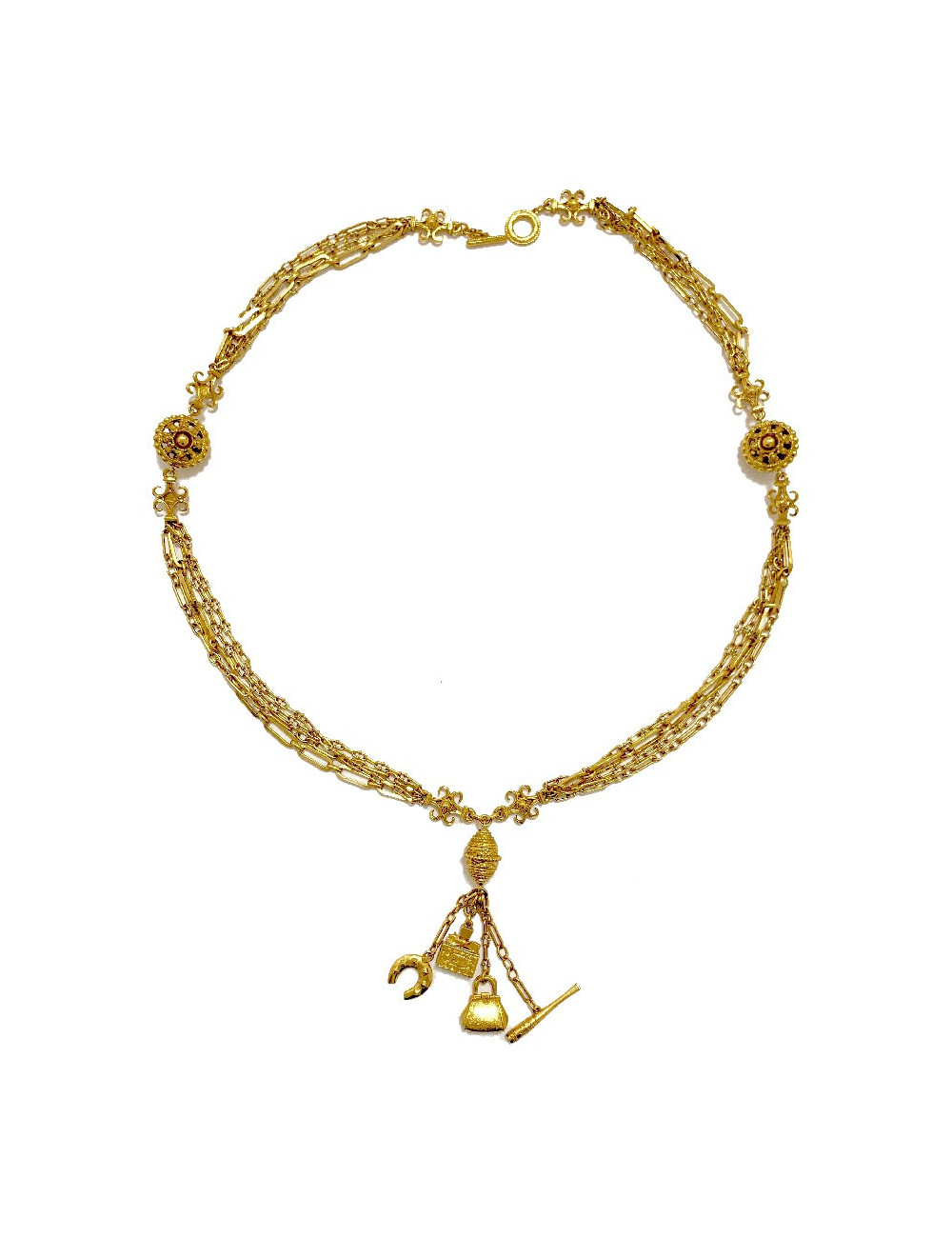 Sautoir CHRISTIAN DIOR multi chaines et breloques dorées