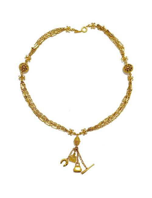 Sautoir CHRISTIAN DIOR multi chaines et breloques dorées
