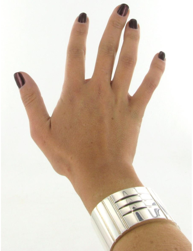 Manchette HERMES Kellylock argent