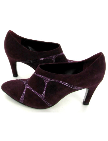 Low Boots René Caovilla T 36 en daim et strass de couleur prune 2