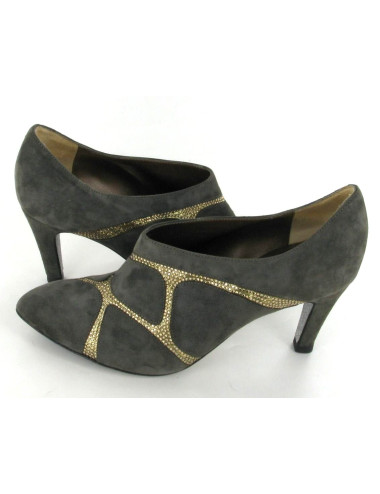 Boots René Caovilla en daim gris et strass dorés T 36 2