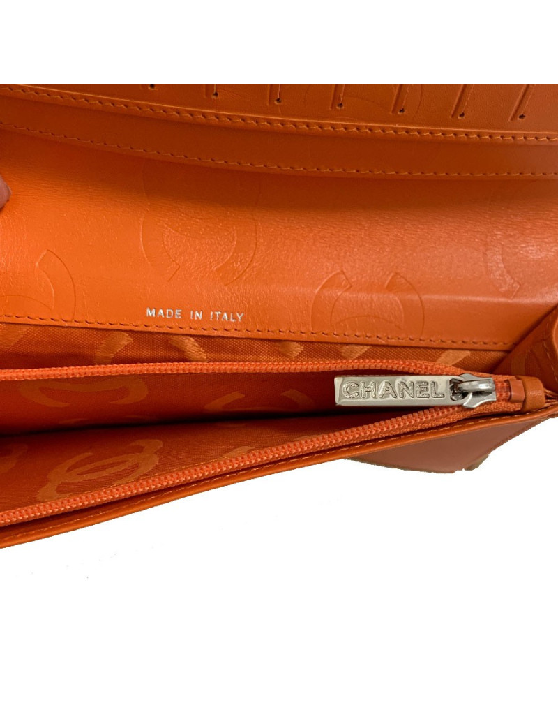 Portefeuille CHANEL cuir d'agneau beige matelassé