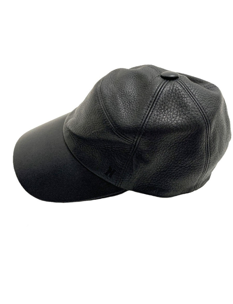 Casquette en cuir HERMES noir