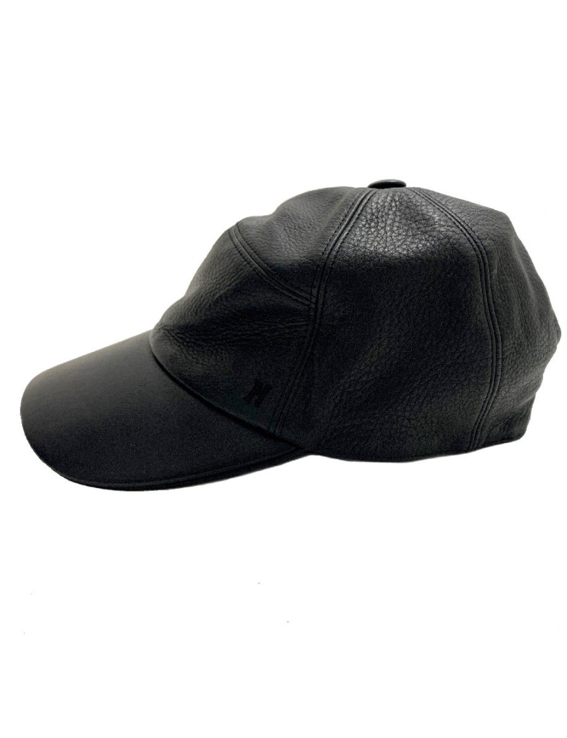 Casquette en cuir HERMES noir
