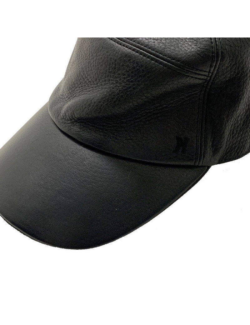Casquette en cuir HERMES noir