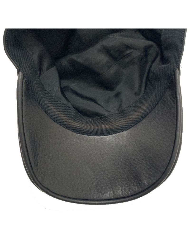 Casquette en cuir HERMES noir