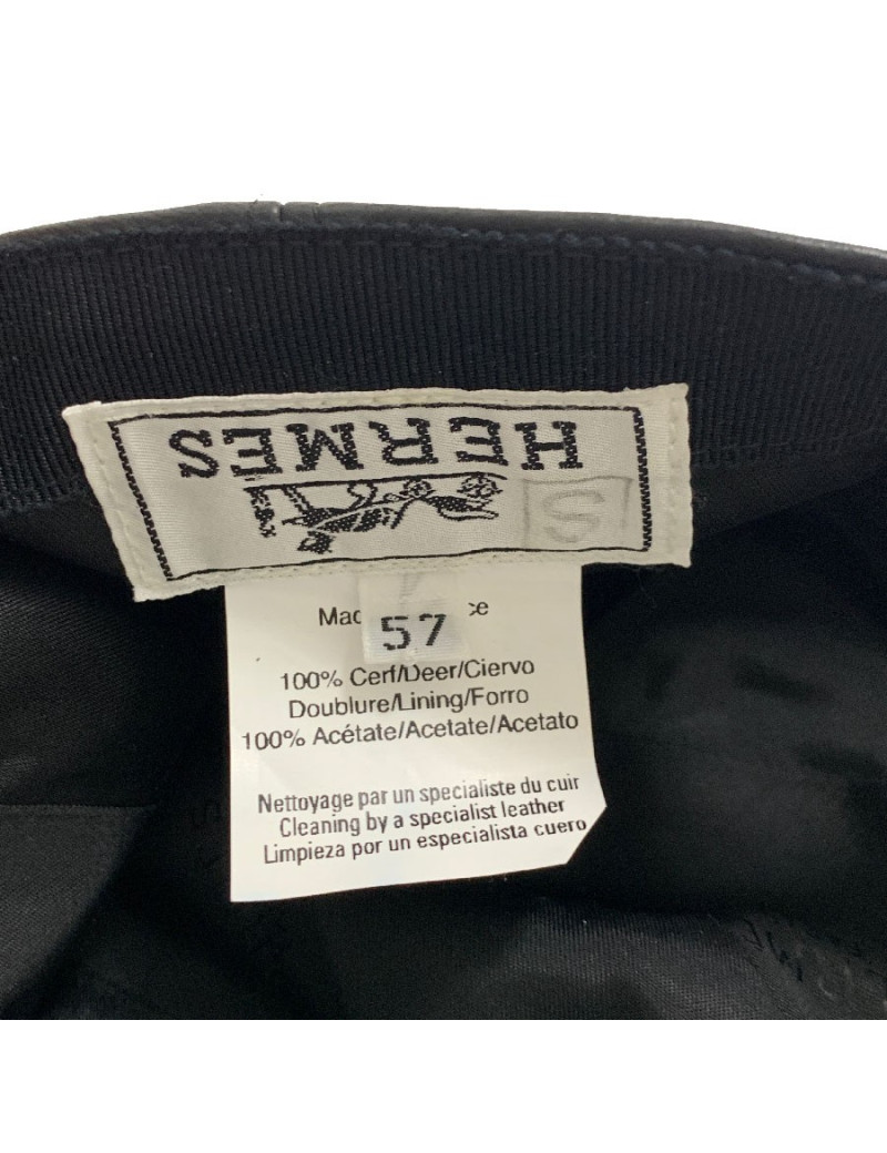 Casquette en cuir HERMES noir